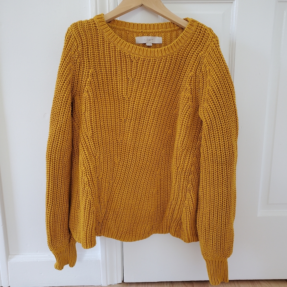 Loft chunky yellow balloon sleeve sweater